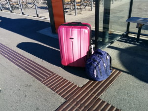 Ma valise et mon sac à dos à Bergen, Norvège